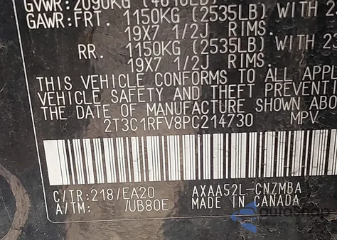 2023 Toyota Rav4 Xle Premium z USA, uszkodzony, nr VIN 2T3C1RFV8PC214730